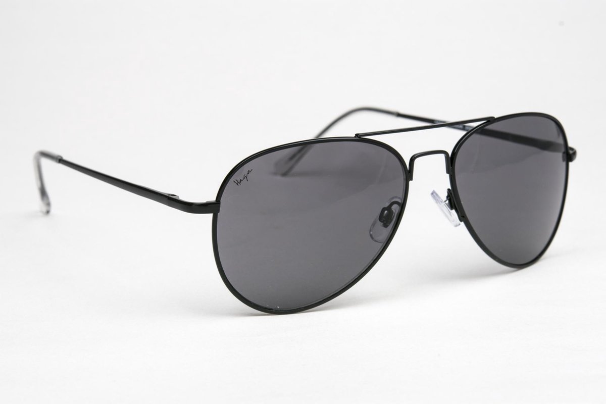 Haga Eyewear Piloten Zonnebril - Zwart - Categorie 3 - 100% UV-A en UV-B Bescherming - Inclusief Microvezelzakje