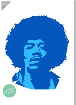 Jimi Hendrix sjabloon - 2 lagen kunststof A3 stencil - Kindvriendelijk sjabloon geschikt voor graffiti, airbrush, schilderen, muren, meubilair, taarten en andere doeleinden