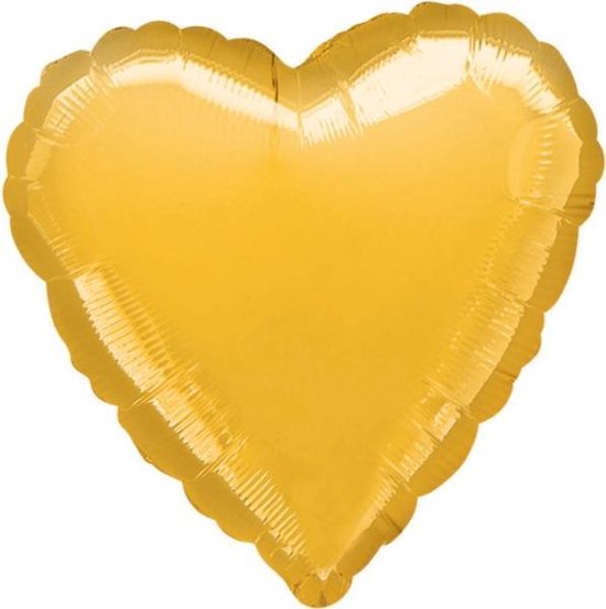 Standard Metallic Gold Foil Balloon Heart S15 packed 43cm