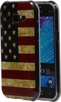 Amerikaanse Vlag TPU Cover Case voor Samsung Galaxy J1 Hoesje