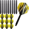 Afbeelding van het spelletje ABC Darts Flights Pentathlon - Dart flights en Medium Dart Shafts - Spitfire zwart geel - 3 sets