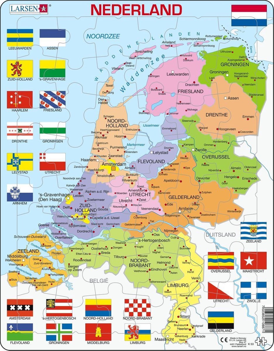 Larsen Legpuzzel Maxi Nederland Junior - Karton - 48 Stukjes