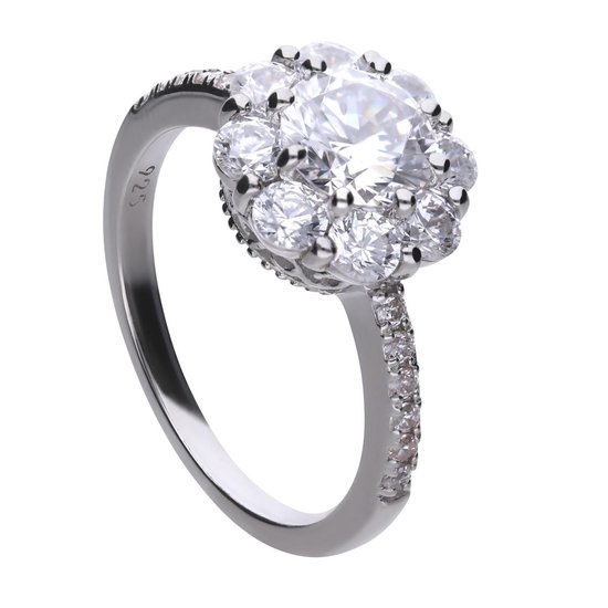 Diamonfire ring - zilver gerodineerd - zirkonia - bridal - maat 50