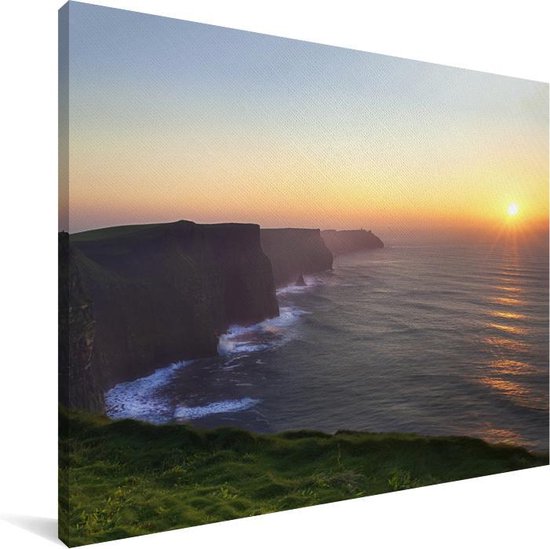 Canvas schilderij 40x30 cm - Wanddecoratie Zonsopkomst op de Kliffen van Moher in Ierland - Muurdecoratie woonkamer - Slaapkamer decoratie - Kamer accessoires - Schilderijen op canvas