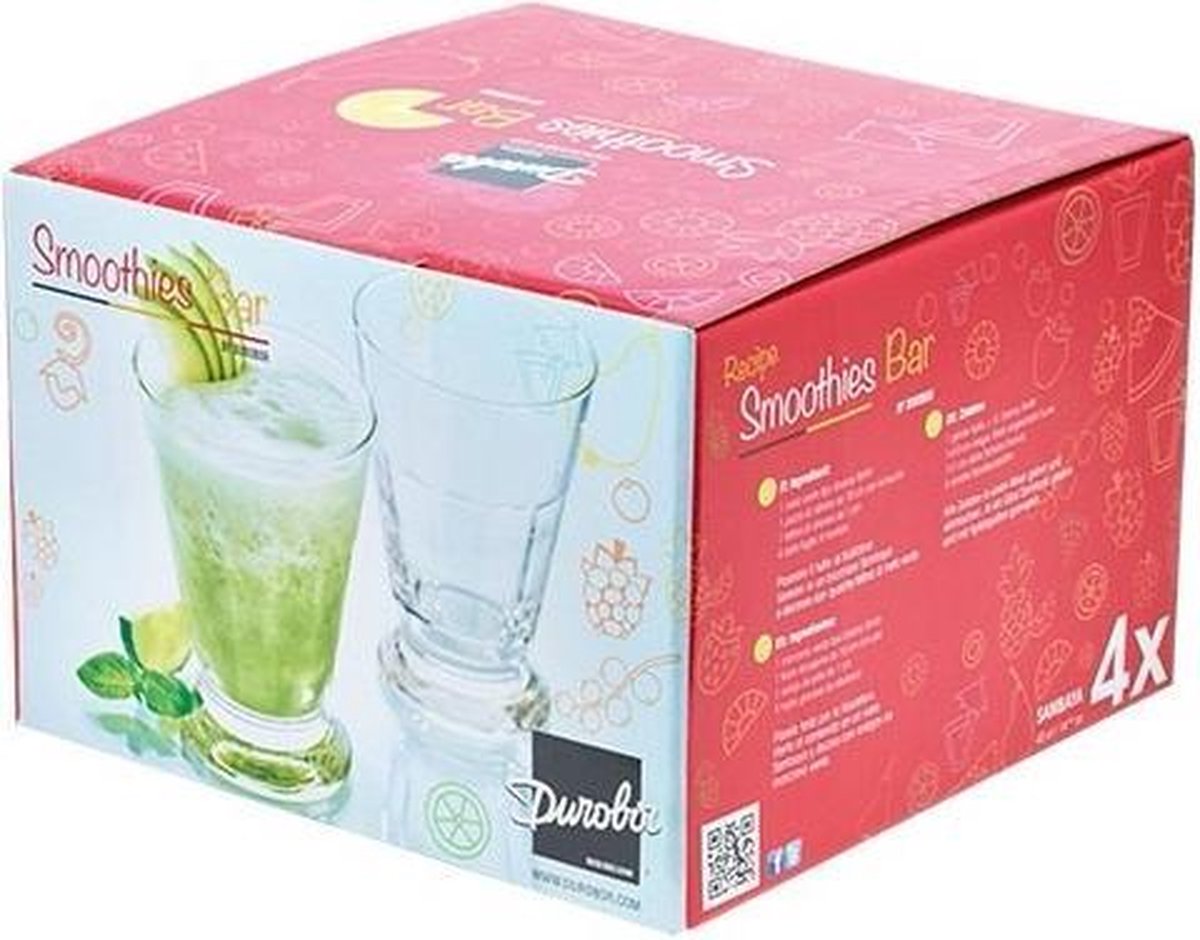 4x smoothie glazen - ml - vruchtensap drinkglas | bol.com