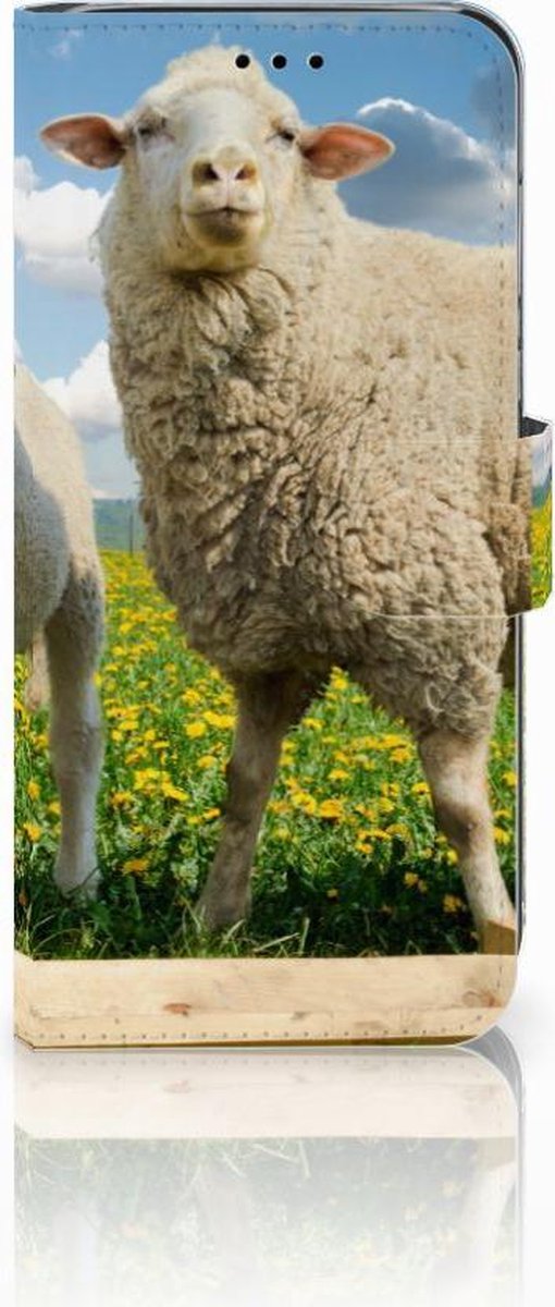 Huawei P20 Lite Telefoonhoesje met Pasjes Schaap en Lammetje