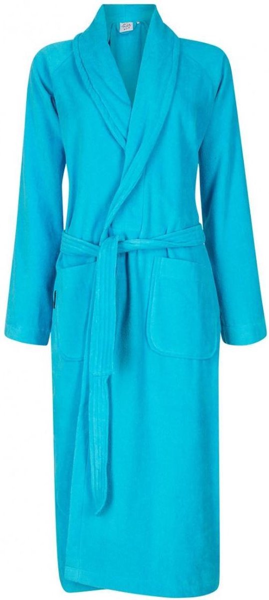 Badrock Badjas aquablauw - 100% katoen badjas - sauna badjas sjaalkraag - badjas dames - badjhas heren - unisex