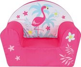 Flamingo kinderstoel/kinderfauteuil 33 x 52 x 42 cm kindermeubels - Safaridieren vogels - Roze thema - Kinderkamer meubeltjes - Stoelen/fauteuils voor jongens/meisjes/kinderen
