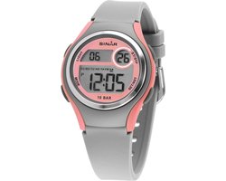 Sinar Kinderhorloge - Jeugd / Meisje - Digitaal - 10 bar - Licht Grijs / Licht Roze - Ø 36 mm - Quartz - Veel Opties - XE-64-9