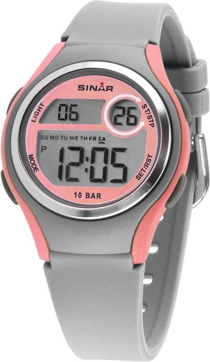 Sinar XE-64-9 digitaal horloge 36 mm 100 meter grijs- roze