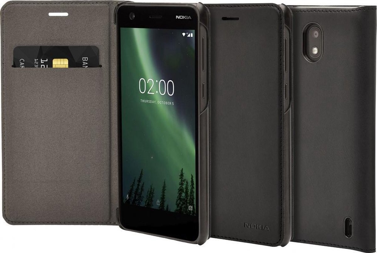 Nokia Slim Flip Case - zwart - voor Nokia 2 uit 2017 (Niet voor Nokia 2.1 2018)