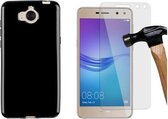 MP Case glasfolie tempered screen protector gehard glas voor Huawei Y5 2017 + Gratis Dark TPU case hoesje voor Huawei Y5 2017