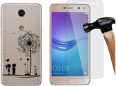 MP Case glasfolie tempered screen protector gehard glas voor Huawei Y5 / Y6 2017 + Gratis Love TPU case hoesje voor Huawei Y5 / Y6 2017