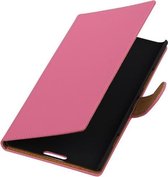 Roze Effen Booktype Nokia Lumia 1520 Wallet Cover Hoesje