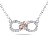 Fate Jewellery Ketting FJ486 – Eternal Love Collectie – Infinity Heart – 925 Zilver, Rosé verguld met Zirkonia kristallen – Hartje - 45cm + 5cm