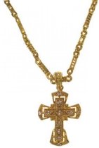 Collier met kruis goud + strass stenen