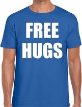 Free hugs tekst t-shirt blauw heren M