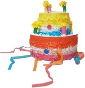 Pinata gekleurde verjaardagstaart 31 cm
