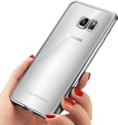 Hoesje geschikt voor Samsung Galaxy S7 Edge - Electroplating TPU Case Transparant met Zilveren Bumper (Silver Silicone Hoesje)
