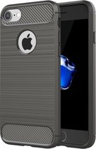 Hoesje geschikt voor Apple iPhone 7 - Rugged Armor / Geborsteld TPU Grey Premium Case (Grijs Silcone hoesje)