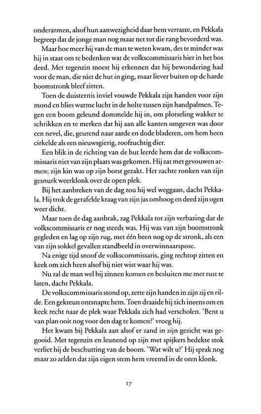 Pagina met tekst en een illustratie van een bos en een man in gesprek.