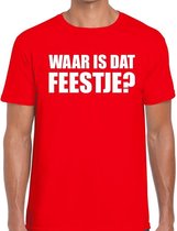 Waar is dat feestje heren T-shirt rood L