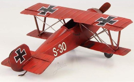 MadDeco - Avion à impériale en étain "Red Baron" WWI