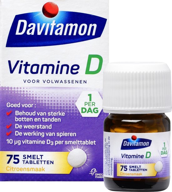 Overtollig spreken Luxe Davitamon Vitamine D Volwassen - vitamine D3 volwassenen - Smelttablet 75  stuks | bol.com