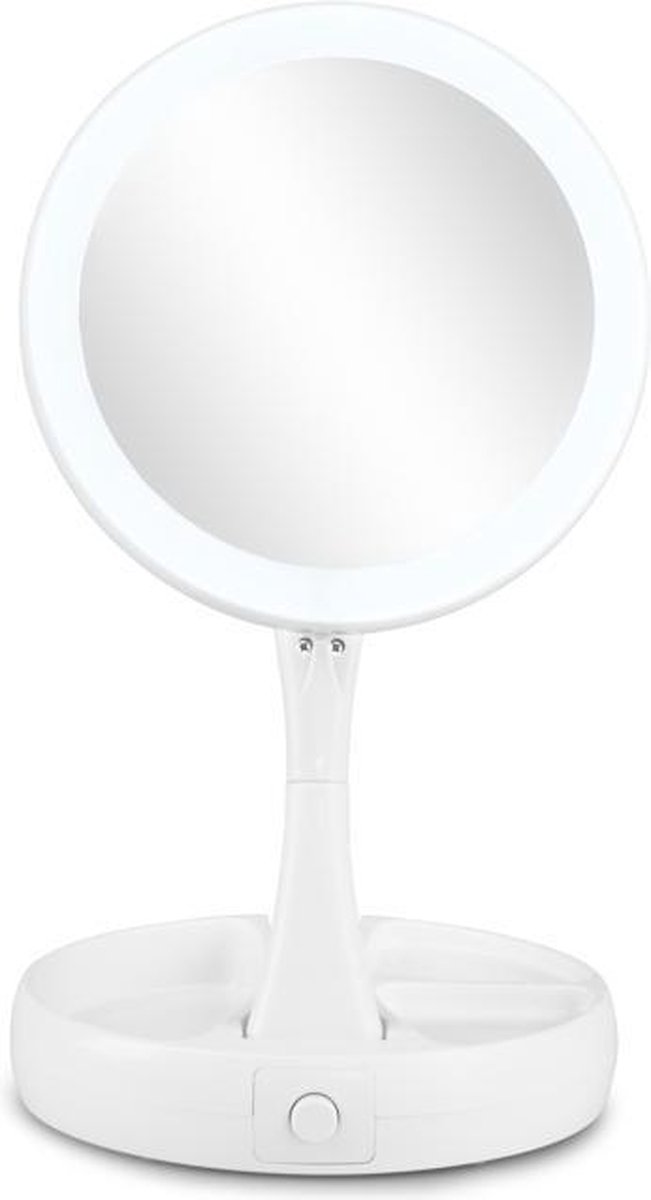 Retoo Cosmetische spiegel met ledverlichting, draaibaar, verlichte make- upspiegel voor thuis en onderweg, cosmeticaspiegel voor make-up en scheren