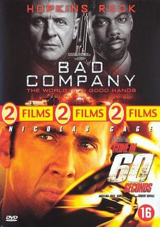 DVD-cover met "Bad Company" met Anthony Hopkins en Chris Rock, en "Gone in 60 Seconds" met Nicolas Cage.