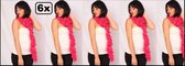 6x Boa sjaal met franjes roze 190cmx6cm.
