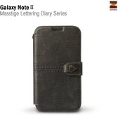 Coque Zenus pour Samsung Galaxy Note 2 Masstige Lettering Diary Series - Kaki