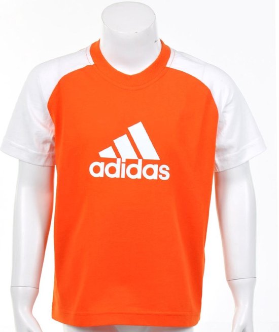 adidas Little Kids Logo Tee - Sportshirt - Kinderen - Maat 92 - Oranje;Wit  | bol.com