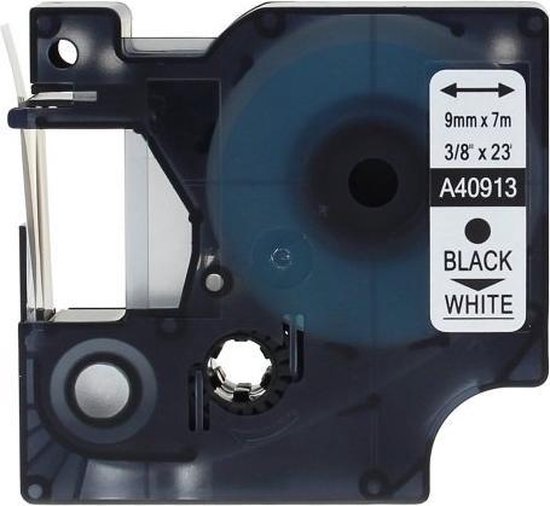 1x Compatible voor Dymo 40913 Standard Label Tape - Zwart op Wit - 9mm x 7m