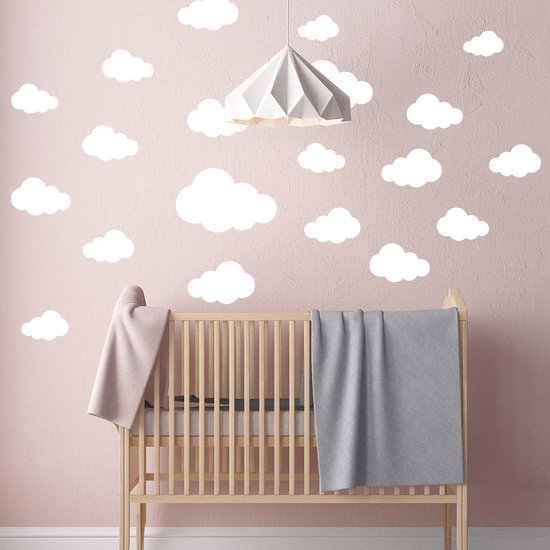 Muursticker wolken babykamer, set met 20 stuks