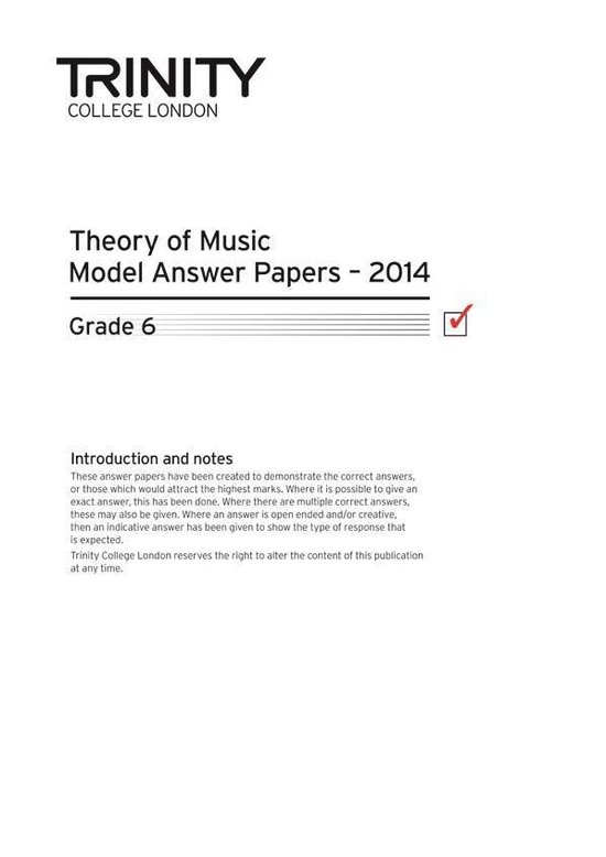 Trinity College London Music Theory Model Answer Papers (2014) Grade 6 ...