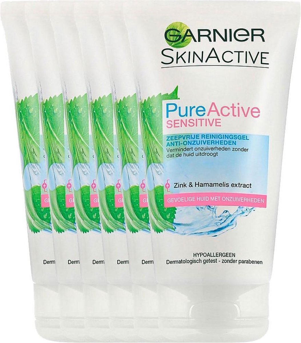 Garnier SkinActive Sensitive Zeepvrije Gezichtsreinigingsgel - 6 x 150ml