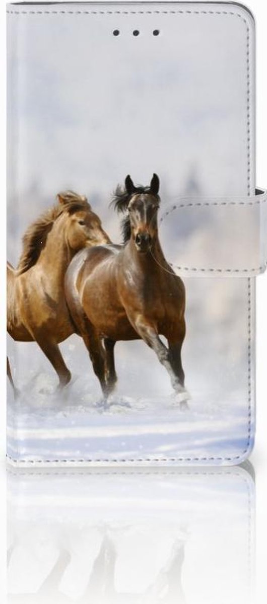 Samsung Galaxy J7 2016 Telefoonhoesje met Pasjes Paarden