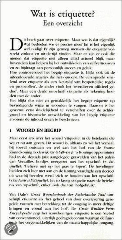 Pagina 1 uit het boek 'De Dikke Ditz Hoe hoort het eigenlijk?' met tekst over de definitie en het begrip etiquette.
