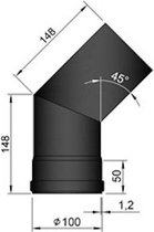 TT Kachelpijp ø100 Bocht 45º zwart - ø100 - 45º - zwart - staal - 2mm dik -