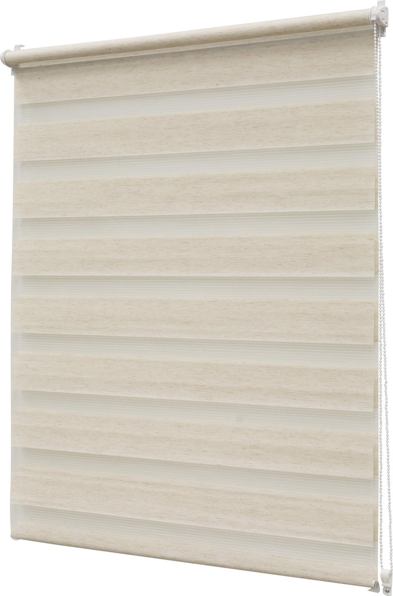 Roljaloezie - Lichtdoorlatend - Easy - Structuur - Gemeleerd Linnen Look Crème - 90x170cm - Intensions