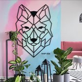 Hoagard Metalen Wolf XL - Groot Formaat Wanddecoratie 65cm x 90cm, metalen panelen, muurdecoratie, Cadeau Idee