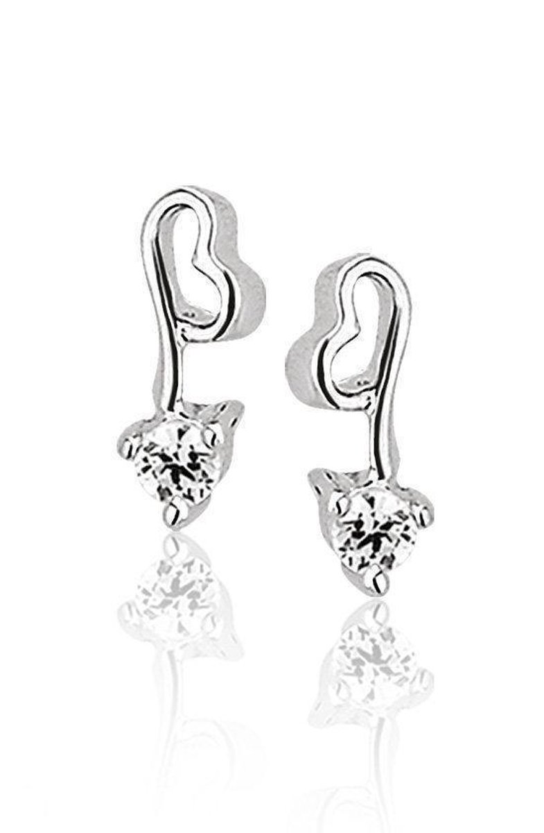 Montebello Oorbellen Helena - 925 Zilver Gerhodineerd - Hart - 3x8mm