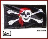 6x Piratenvlag Bones color  90x150cm