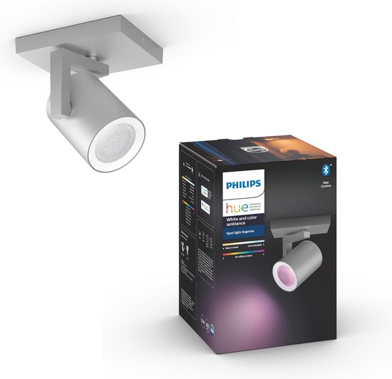 Philips Hue - Argenta - White and Color Ambiance - opbouwspot - 1 lichtpunt - aluminium - Bluetooth