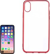 iPhone X / XS - hoes, cover, case - TPU - Transparant - Roze randjes