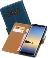 Zakelijke Book Case Telefoonhoesje Geschikt voor de Samsung Galaxy Note 8 - Portemonnee Hoesje - Pasjeshouder Wallet Case - Blauw