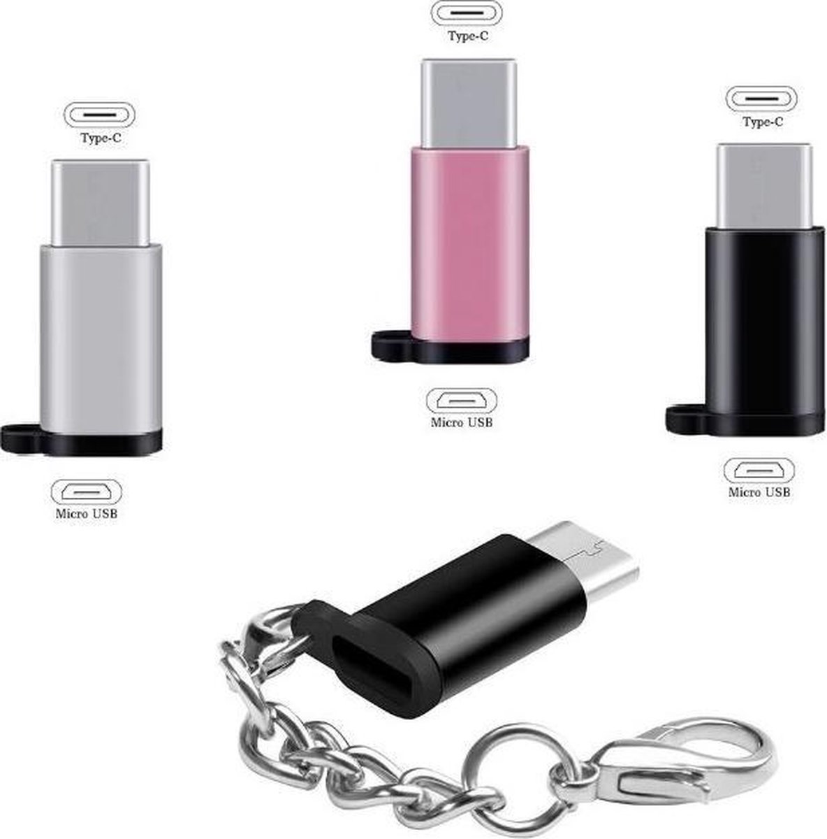 Adapter Micro USB Female naar USBC Mannelijke Roze Converter voor Huawei Mate20 X Pro P20 Samsung S9 Micro Usb Naar type-C Lader