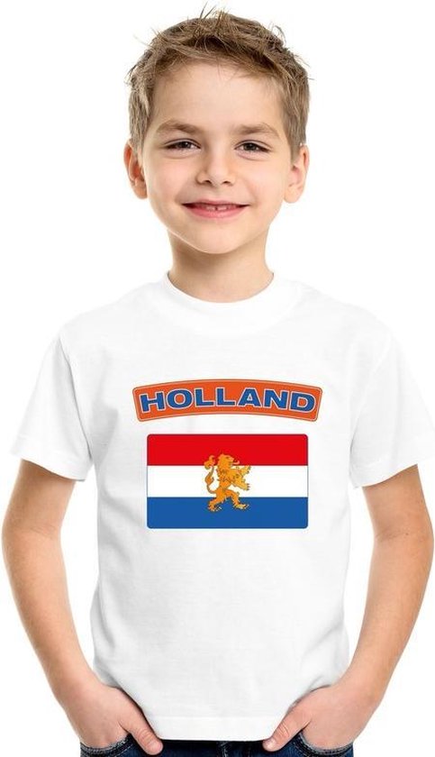 T-shirt met Nederlandse vlag wit kinderen 110/116 | bol.