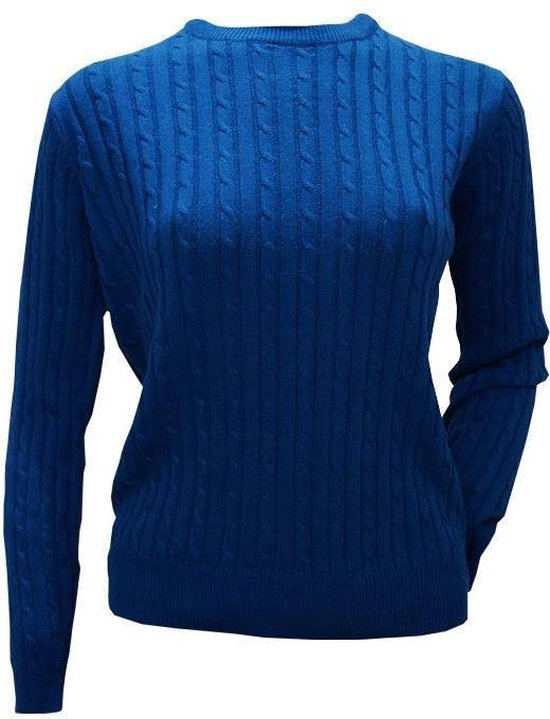 Essentials Dames Stitch Kabel Trui, Marine, Small